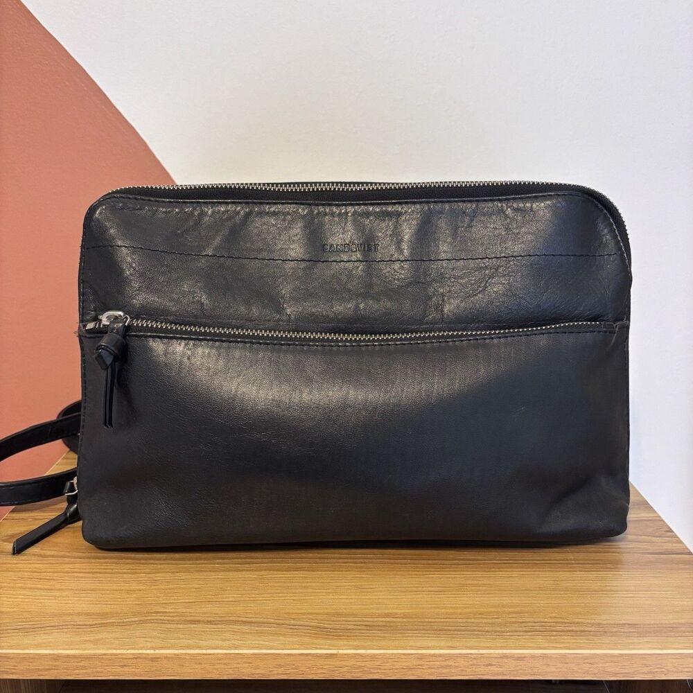 Sandqvist Black Leather Crossbody Bag Minimalist Scandinavian Modern Timeless